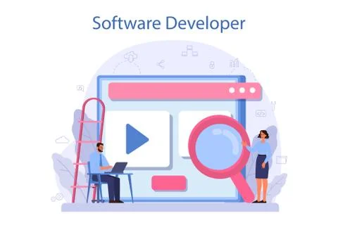 Software developer concept. Idea of programming and coding Stock Illustration