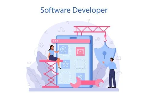 Software developer concept. Idea of programming and coding Stock Illustration