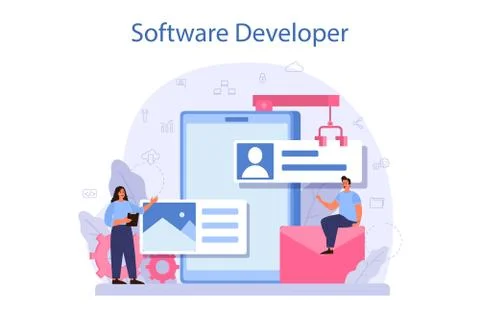 Software developer concept. Idea of programming and coding Stock Illustration