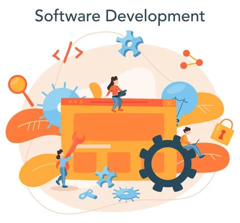 Software developer concept. Idea of programming and coding, Stock Illustration