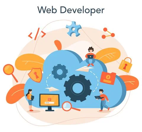 Software developer concept. Idea of programming and coding, Stock Illustration