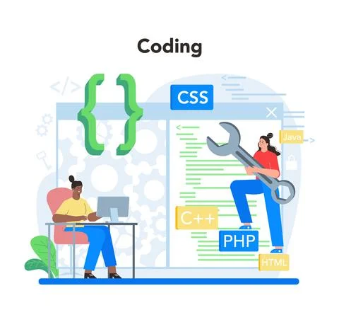 Software developer concept. Idea of programming and coding Stock Illustration