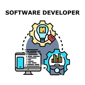 Software developer creating digital products and solutions Stock Illustration