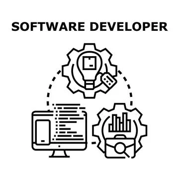 Software developer creating digital products and solutions Illustrazione stock