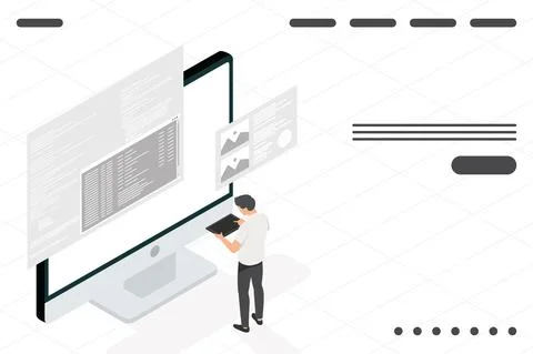 Software developer in desktop Stock Illustration