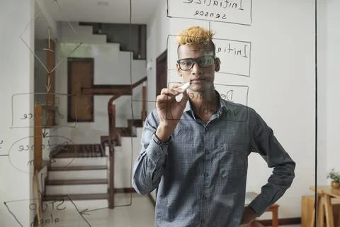 Software Developer Drawing General Flow Chart Foto stock