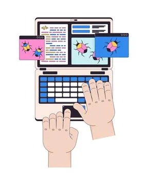 Software developer fixing programming bugs 2D illustration concept Stock Illustration