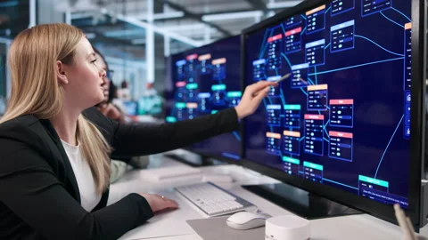 Software Developer Guides Young Women Building Apps Stock Footage 344712213