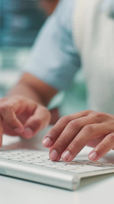 Software developer, hands and person typing in office for update, game Stock Footage 306824145