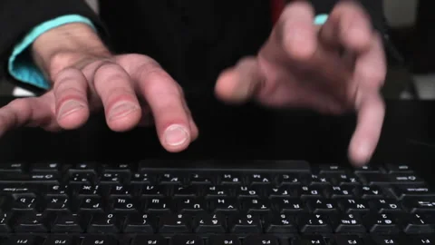 Software developer hands close up IT manager indoor workplace. Active web surfer Stock Footage 202998416