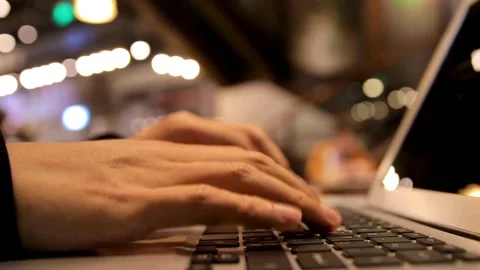 Software developer hands typing data coding programming javascript with laptop Stock Footage 334585842