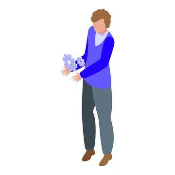 Software developer holding gears representing programming skills Stock Illustration