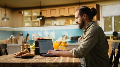 Software developer at home, writing code and debugging applications Stock Photos
