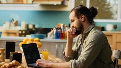 Software developer at home, writing code and debugging applications Stock Photos