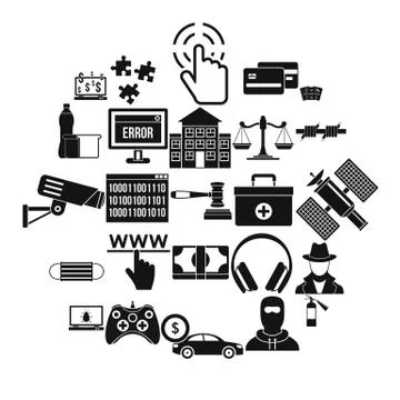 Software developer icons set, simple style 스톡 일러스트