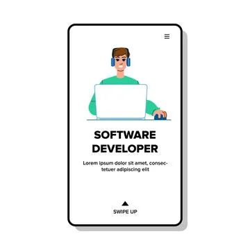 Software developer man vector Stock Illustration