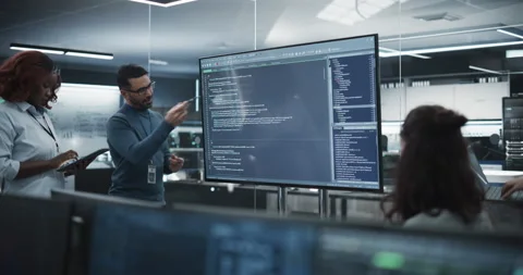 Software Developer Meeting in Tech Office Stock Footage 234605005