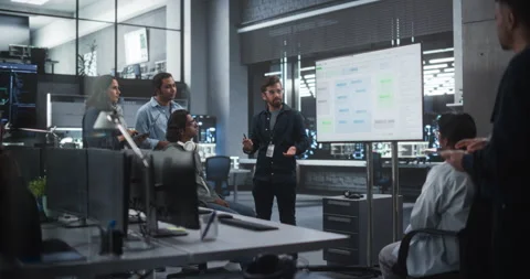 Software Developer Meeting in Tech Office Stock Footage 243556355