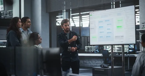 Software Developer Meeting in Tech Office Stock Footage 243556473