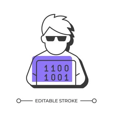 Software developer offset shadow line icon Stock Illustration