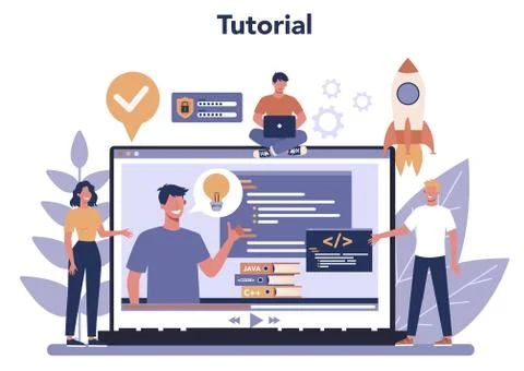 Software developer online service or platform. Idea of programming Illustrazione stock