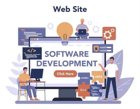 Software developer online service or platform. Idea of programming Illustrazione stock
