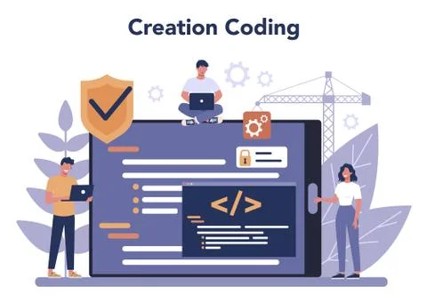 Software developer online service or platform. Idea of programming Illustrazione stock