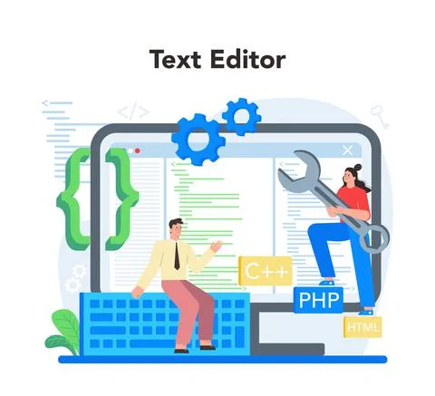 Software developer online service or platform. Idea of programming 스톡 일러스트