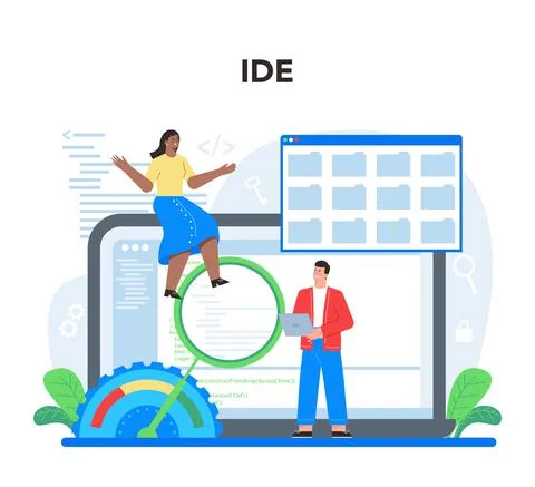 Software developer online service or platform. Idea of programming Illustrazione stock