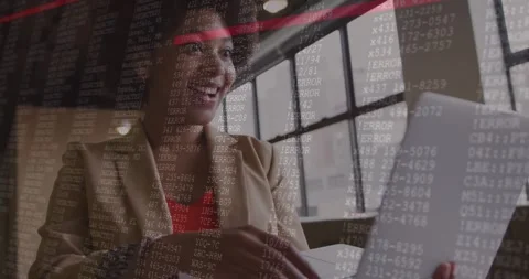 Software developer opening laptop by window and activating red code scanning Stock Footage 320068041