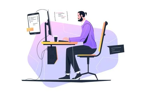 Software developer or computer programmer, web development Stock Illustration