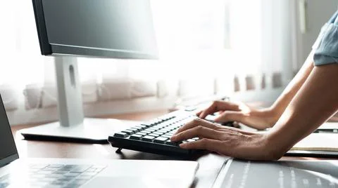 Software developer or programmer working data debugging improvement binary al 写真素材