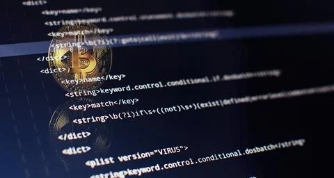 Software developer programming code. Abstract computer script code. Code text Stock Photos
