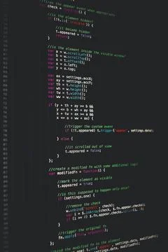 Software developer programming code on black background Stock Photos