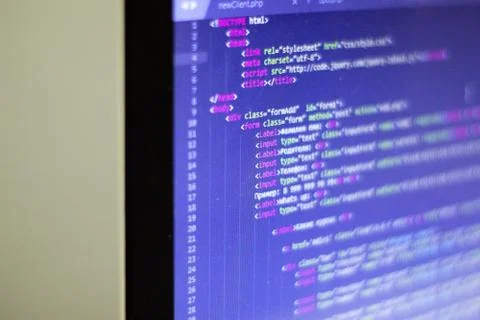 Software developer programming code Stock Photos