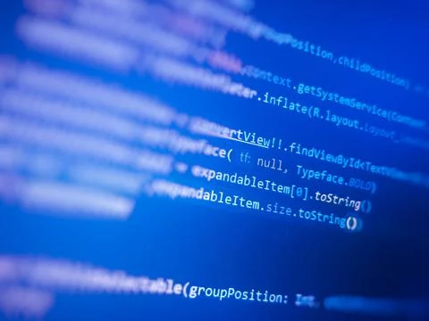 Software developer programming code. Programming code screen of software Stock Photos