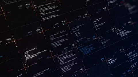 Software developer programming code running on black background, seamless loop Stock Illustration