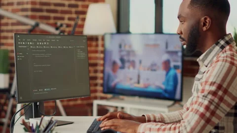 Software developer programming html code on computer Stock Footage 225552441