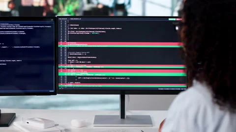 Software Developer Reviews Code Differences Using Visual Merge Tool Stock Footage 340406443