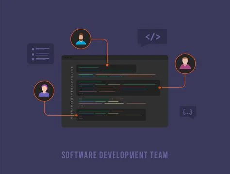 Software Developer Team Collaboration concept. Successful Software Development Stock Illustration