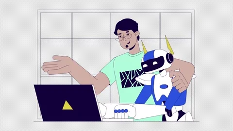 Software developer team line 2D animation Stock Footage 270059951