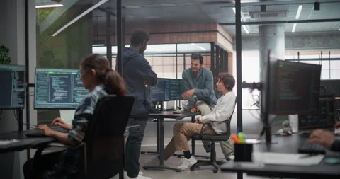 Software Developer Team Talking in Office Stock Footage 321012198