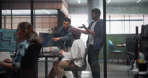 Software Developer Team Talking in Office Stock Footage 321012226