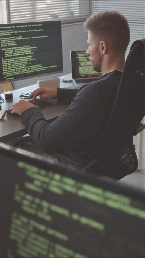 Software Developer Typing Code on Computer Stock Footage 224031037