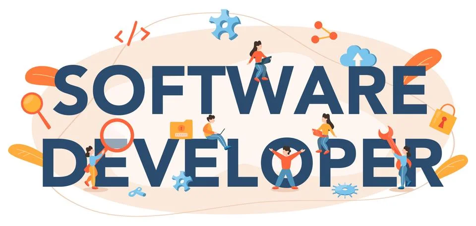 Software developer typographic header. Idea of programming Stock Illustration