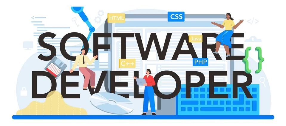 Software developer typographic header. Idea of programming Stock Illustration