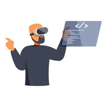 Software developer using virtual reality headset programming code Stock Illustration