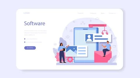 Software developer web banner or landing page. Idea of programming Stock Illustration