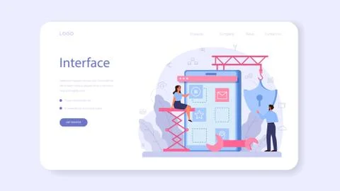 Software developer web banner or landing page. Idea of programming Illustrazione stock