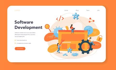 Software developer web banner or landing page. Idea of programming Illustrazione stock